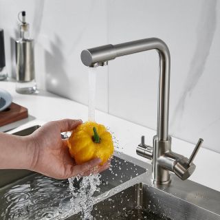 Смеситель для кухни Shevanik S328L с подключением фильтра сатин